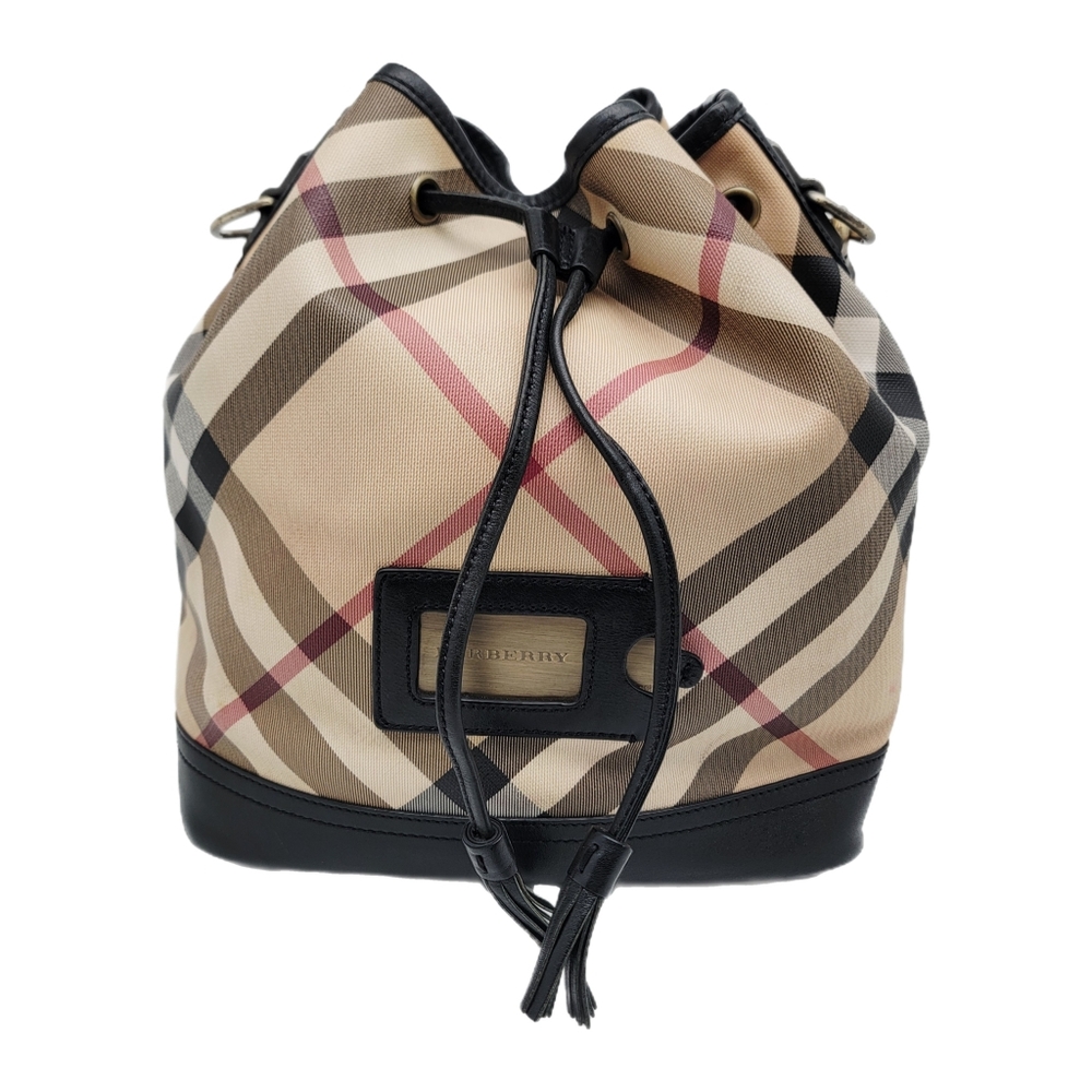Vintage Burberry Nova Check Bucket Bag w/Mirror Accessory  + COA